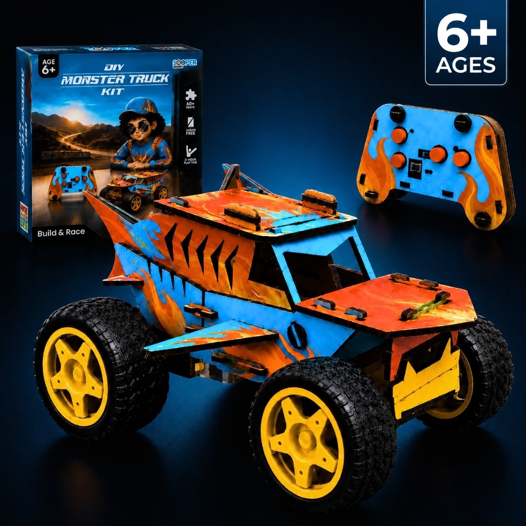 DIY Monster Truck Kit — built flame truck, retail box and wireless remote, ages 6+
